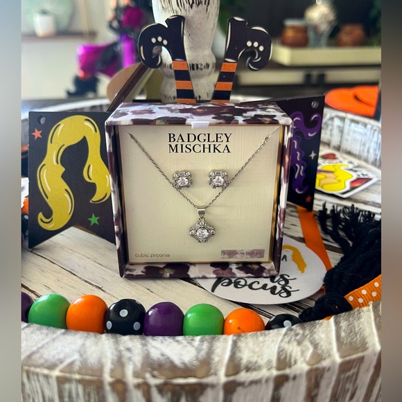 Badgley Mischka Platinum Plated Necklade and earring set - Picture 1 of 7